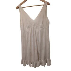 Vintage Babydoll Nightgown Diamond‎ Pattern Ivory Ruffle Hem Sleepwear Cottage